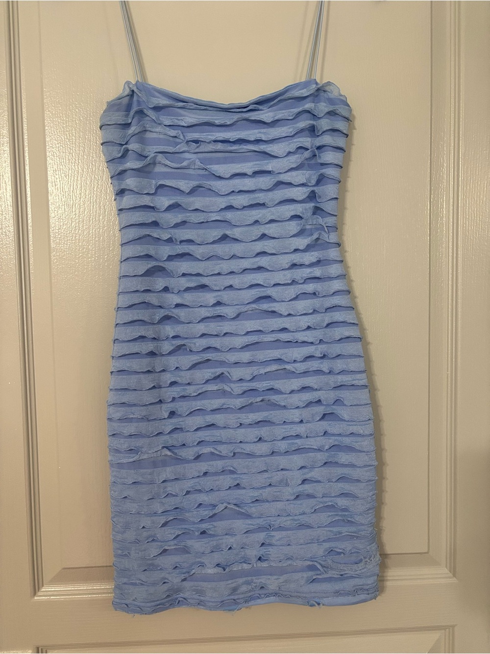 Light Blue Ruffle Mini Dress